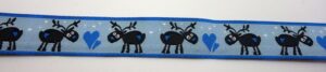 15-034 Webband 15-034, Elche auf Blau – für Hundehalsbänder 15 bis 20 mm