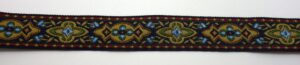 15-042 Webband 15-042, Ornamentborte Gold-Blau – für Hundehalsbänder 15 bis 20 mm