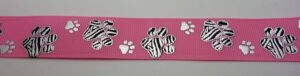 Webband 20-052, Zebrapfoten auf Pink – für Hundehalsbänder 20 bis 24 mm