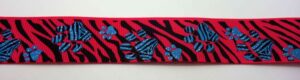 Webband 20-053, Blüten auf Zebra Pink – für Hundehalsbänder 20 bis 24 mm