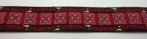 Webband 20-057, Ornamentquadrate Rot – für Hundehalsbänder 20 bis 24 mm