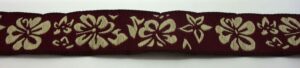 20-076 Webband 20-076, Hibiskus Beige auf Bordeaux – für Hundehalsbänder 20 bis 24 mm