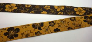 20-077 Webband 20-077, Hibiskus Ocker-Braun, wendbar – für Hundehalsbänder 20 bis 24 mm