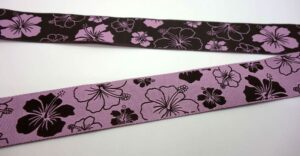20-080 Webband 20-080, Hibiskus Rosa-Braun, wendbar – für Hundehalsbänder 20 bis 24 mm