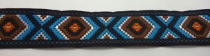 20-084 Webband 20-084, Westernrauten Blau-Braun – für Hundehalsbänder 20 bis 24 mm