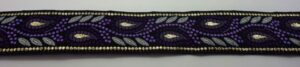 20-091 Webband 20-091, Perlen-Paisley Violett-Silber – für Hundehalsbänder 20 bis 24 mm