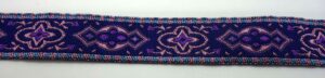 20-107 Webband 20-107, Ornamentmedaillons Blau-Rosa – für Hundehalsbänder 20 bis 24 mm