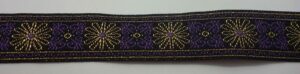 Webband 20-112, Strahlenblüten Gold-Violett – für Hundehalsbänder 20 bis 24 mm