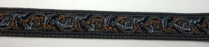 Webband 20-113, Mosaikranken Blau-Ocker – für Hundehalsbänder 20 bis 24 mm