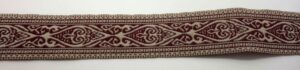 Webband 20-114, Trachtenborte Beige-Bordeaux – für Hundehalsbänder 20 bis 24 mm