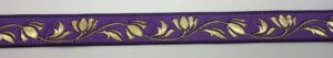 Webband 20-119, Goldtulpen auf Violett – für Hundehalsbänder 20 bis 24 mm
