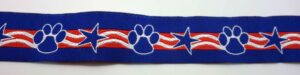 20-135 Webband 20-135, Stars and Stripes mit Pfoten – für Hundehalsbänder 20 bis 24 mm