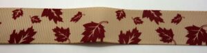 20-142 Webband 20-142, Ahornblätter Rot auf Beige – für Hundehalsbänder 20 bis 24 mm
