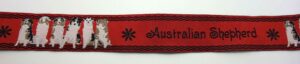 20-173 Webband 20-173, Australian Shepherd auf Rot – für Hundehalsbänder 20 bis 24 mm