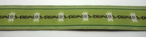 20-185 Webband 20-185, Edelweiss auf Grün – für Hundehalsbänder 20 bis 24 mm