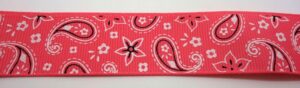 Webband 25-014, Bandana-Paisley auf Koralle – für Hundehalsbänder 25 bis 35 mm