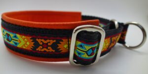 Hundehalsband 1088, Aztekenmuster auf Orange – fertig ab Lager