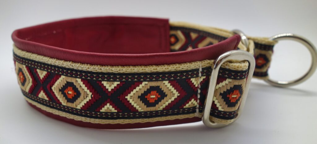 Hundehalsband 1092, Westernrauten Bordeaux-Beige – fertig ab Lager