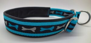 Hundehalsband 1093, Knochen Türkis-Schwarz – fertig ab Lager