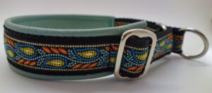 Hundehalsband 1094, Paisley Schwarz-Mint – fertig ab Lager