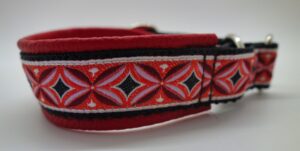 1110 Hundehalsband 1110, Retrosterne Rot-Weiss – fertig ab Lager