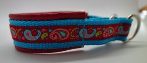 1112 Hundehalsband 1112, Paisley Rot-Türkis – fertig ab Lager