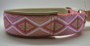 1113 Hundehalsband 1113, Rautenmuster Rosa-Beige – fertig ab Lager