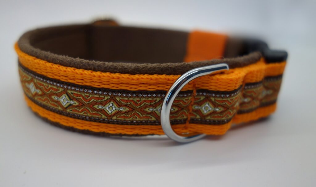 Hundehalsband 1116, Ethnoborte Orange-Braun – fertig ab Lager