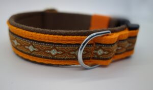 1116 Hundehalsband 1116, Ethnoborte Orange-Braun – fertig ab Lager