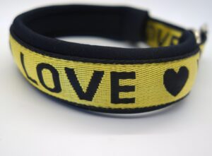 1127 Hundehalsband 1127, Love auf Gelb – fertig ab Lager