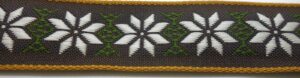 Webband 20-226, Edelweiss auf Braun – für Hundehalsbänder 20 bis 24 mm