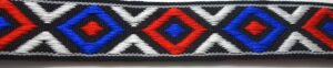 Webband 20-227, Ethnorauten Rot-Blau – für Hundehalsbänder 20 bis 24 mm