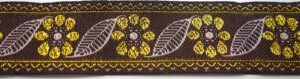 Webband 25-041, Retroblumen Gold auf Braun – für Hundehalsbänder 25 bis 35 mm