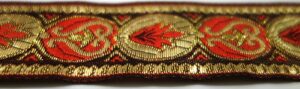 Webband 25-051, Brokatborte Rot-Gold – für Hundehalsbänder 25 bis 35 mm
