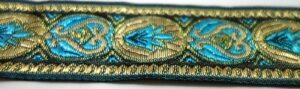 Webband 25-052, Brokatborte Türkis-Gold – für Hundehalsbänder 25 bis 35 mm