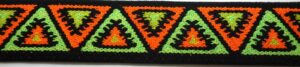 Webband 25-057, Dreiecke Orange-Grün – für Hundehalsbänder 25 bis 35 mm