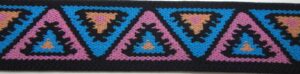 Webband 25-058, Dreiecke Blau-Rosa – für Hundehalsbänder 25 bis 35 mm