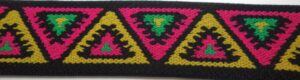 Webband 25-060, Dreiecke Pink-Gelb – für Hundehalsbänder 25 bis 35 mm