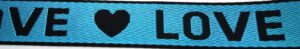 Webband 25-061, Schriftband LOVE Türkis – für Hundehalsbänder 25 bis 35 mm