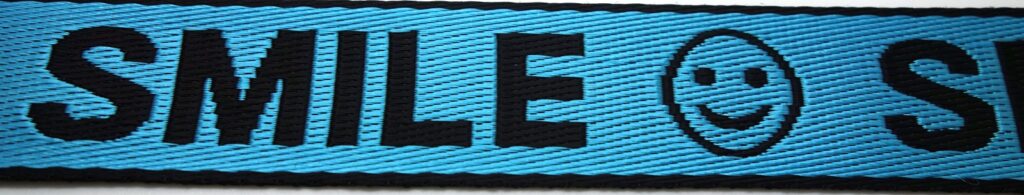 Webband 25-062, Schriftband SMILE Türkis – für Hundehalsbänder 25 bis 35 mm