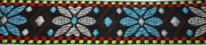 25-068 Webband 25-068, Blumenborte Hellblau-Silber – für Hundehalsbänder 25 bis 35 mm