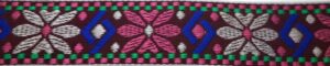 25-070 Webband 25-070, Blumenborte Rosa-Silber – für Hundehalsbänder 25 bis 35 mm