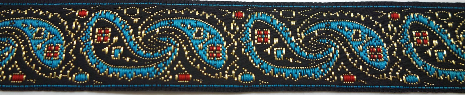Webband 25-072, Paisleyborte Türkis-Gold – für Hundehalsbänder 25 bis 35 mm